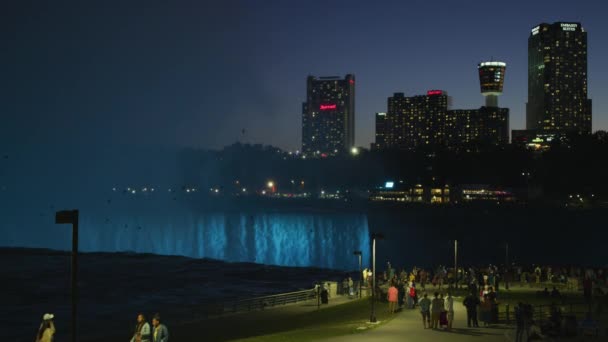 Cataratas Del Niágara Vistas Desde Lado Estadounidense Por Noche — Vídeo de stock