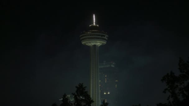 Nachtansicht Des Skylon Tower Niagarafälle — Stockvideo