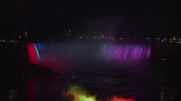 Feux Artifice Colorés Aux Chutes Niagara — Video