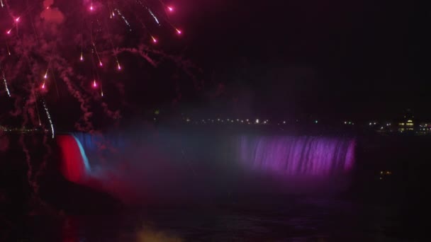 Fyrverkeripjäs Vid Niagarafallen — Stockvideo