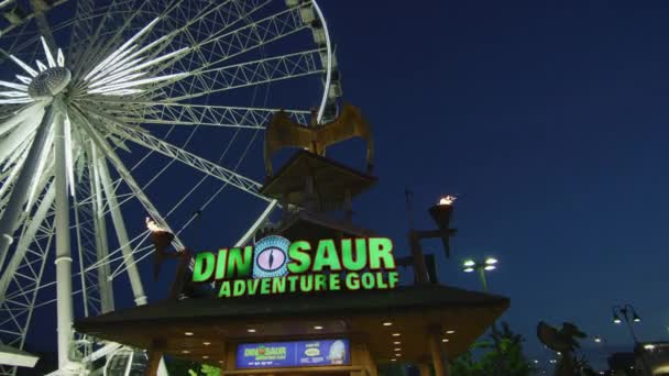 Dinosaurus Adventure Golf Niagara Falls Nachts — Stockvideo