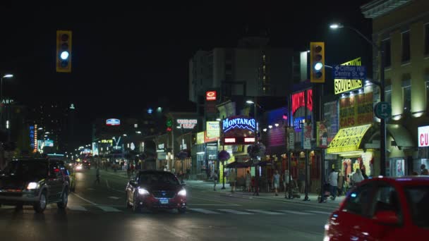 Niagara Şelalesi Ndeki Victoria Bulvarı Nın Gece Manzarası — Stok video