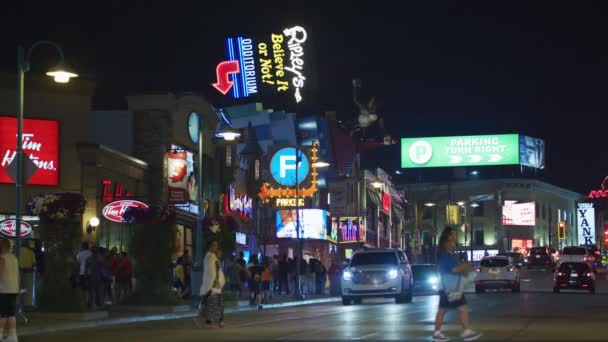 Walking Driving Clifton Hill Nighttime Niagara Fall — Vídeos de Stock