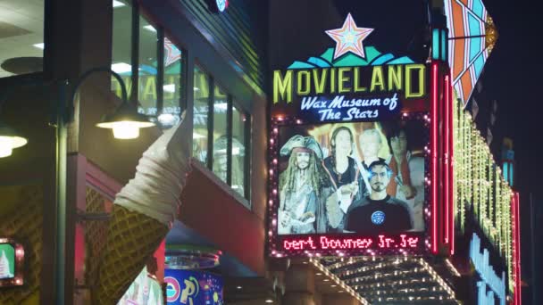 Movieland Wax Museum Niagara Falls Ontario Bei Nacht — Stockvideo