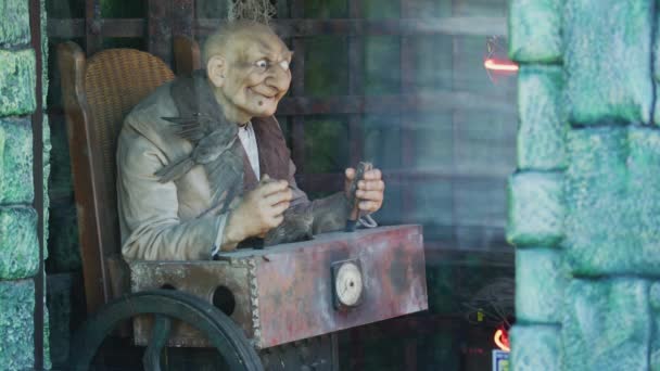 Frankenstein Evi Niagara Şelalesi Nde Balmumu Heykel — Stok video