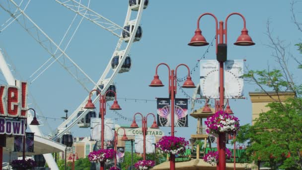 Світлові Стовпи Біля Skywheel Ніагарський Водоспад — стокове відео