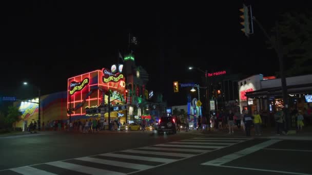 Walking Driving Clifton Hill Nighttime Niagara Fall — Stockvideo