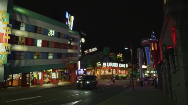 Walking Driving Clifton Hill Nighttime Niagara Fall — Vídeos de Stock