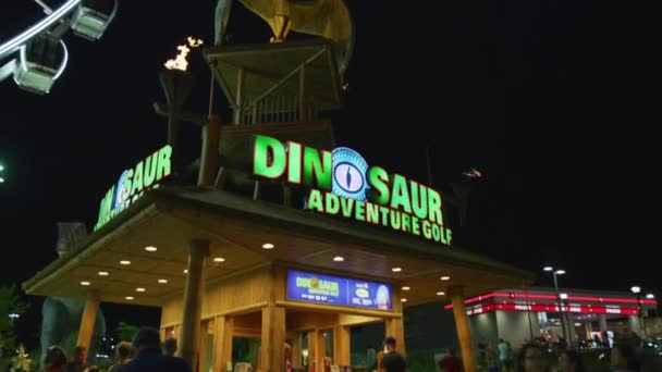 Dinosaurier Adventure Golf Niagara Falls Bei Nacht — Stockvideo