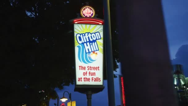 Walking Driving Clifton Hill Nighttime Niagara Fall — Stockvideo