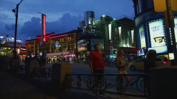 Walking Driving Clifton Hill Nighttime Niagara Fall — Stockvideo