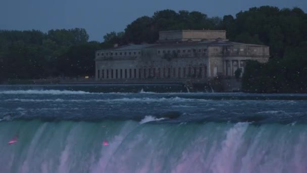 Evening View Building Niagara River — Stock Video