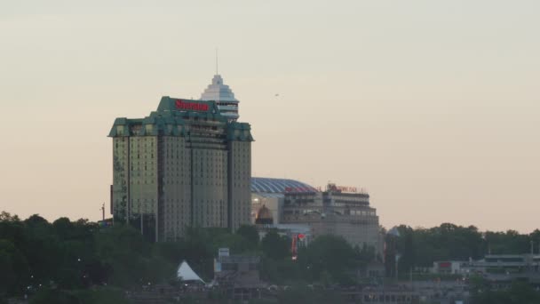Vista Nocturna Edificios Niagara Falls Ontario — Vídeos de Stock