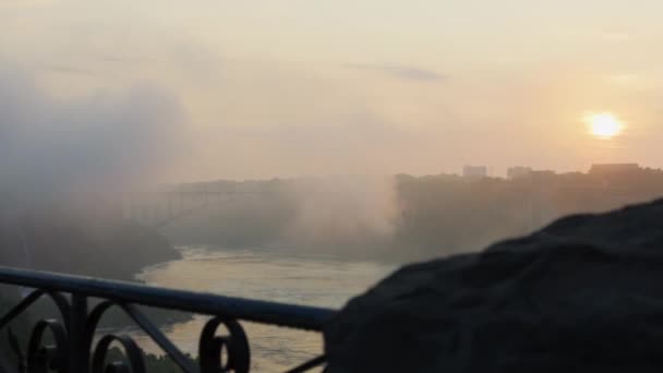 Niagara Falls Rainbow Bridge Morning — Stockvideo