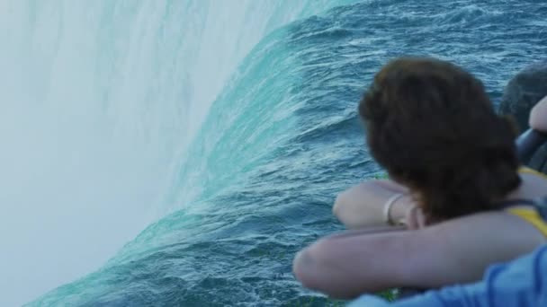 People Looking Niagara Falls — Stock Video