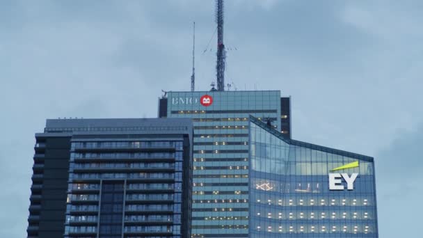 Vue Inclinée Vers Bas Des Gratte Ciel Toronto — Video