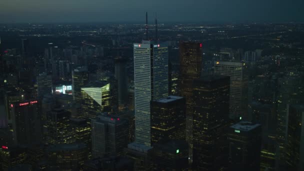 Ουρανοξύστες Στο Τορόντο Σούρουπο — Αρχείο Βίντεο