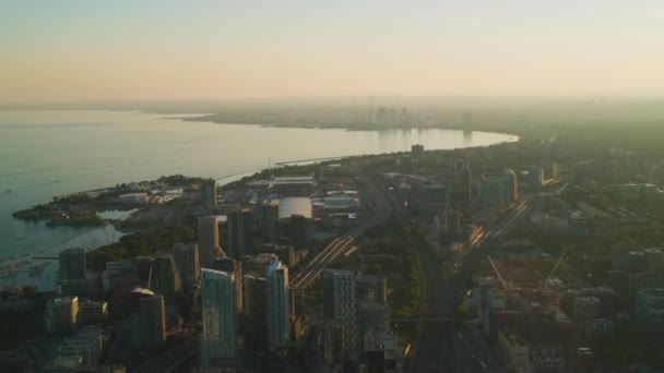 Parte Toronto Lago Ontário Visto Torre — Vídeo de Stock