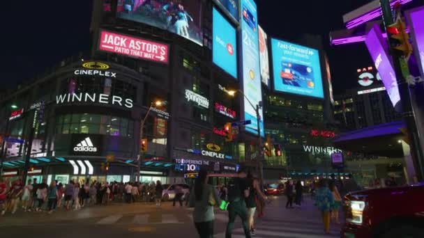 Personnes Yonge Dundas Square Nuit — Video