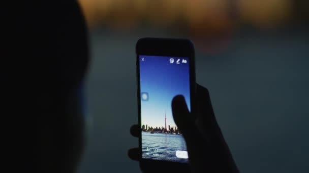 Toronto Panorama Nahráno Mobilním Telefonem — Stock video