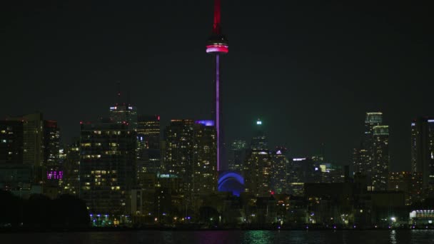 Toronto Con Tower Por Noche — Vídeos de Stock