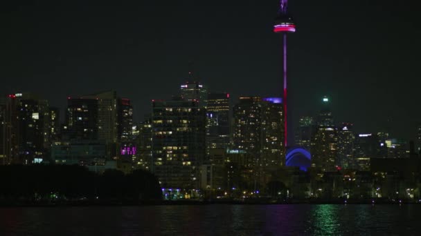 Vista Panorámica Derecha Toronto Por Noche — Vídeo de stock