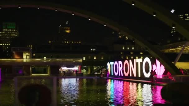 Vista Noturna Sinal Toronto — Vídeo de Stock