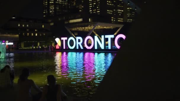 Toronto Sign Night — Stock Video