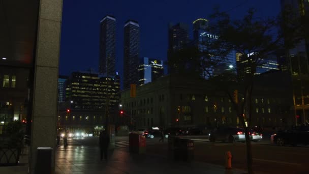 Rues Centre Ville Toronto Nuit — Video