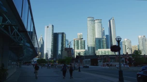 Wolkenkrabbers Vanaf Bremner Boulevard Toronto — Stockvideo