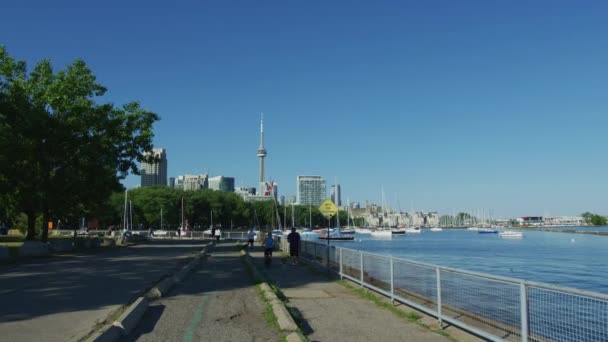 Torre Vista Desde Orilla Del Lago Ontario — Vídeos de Stock