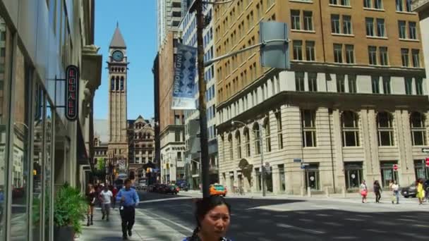 Torre Dell Orologio Vista Bay Street Toronto — Video Stock