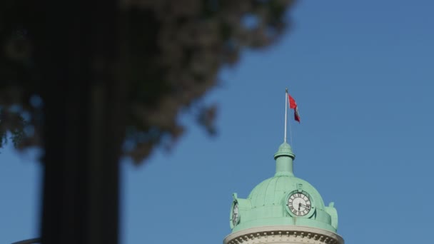 Canadian Flag Top Lawrence Hall Toronto — Stock Video