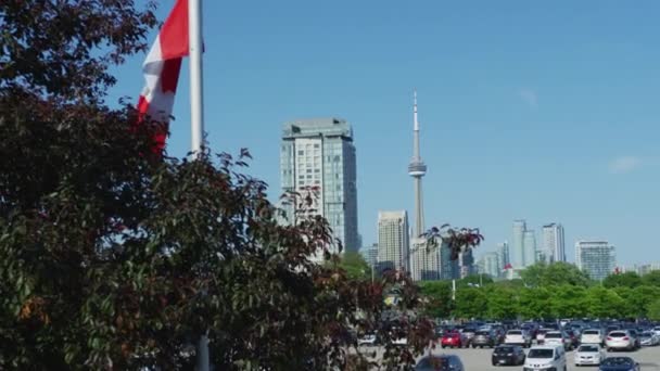 Toronto Şehir Merkezinin Arka Planında Park Yeri — Stok video