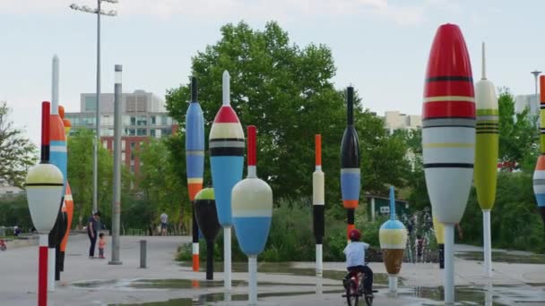 Float Forms Kanot Landing Park Toronto — Stockvideo