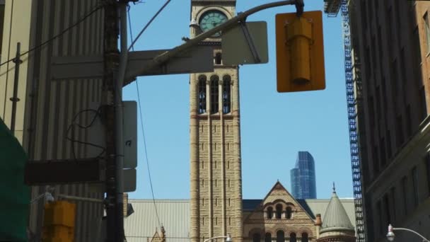 Der Uhrenturm Des Alten Rathauses Toronto — Stockvideo