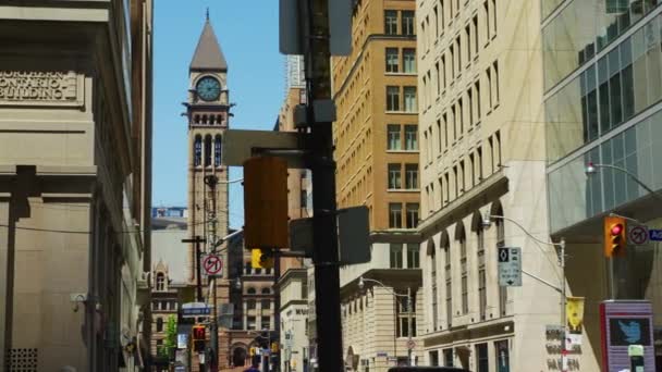 Torre Relógio Edifícios Downtown Toronto — Vídeo de Stock