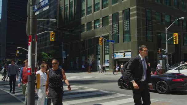 Wandelen Rijden Wellington Street West Toronto — Stockvideo