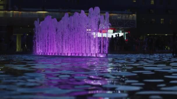 Vista Nocturna Fuente Plaza Nathan Phillips — Vídeo de stock