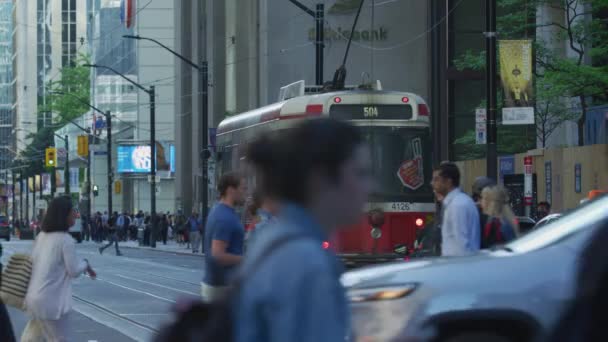 Straßenbahn Auf Einer Straße Toronto — Stockvideo