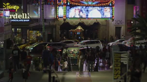 Hollywood Boulevard Los Ángeles Por Noche — Vídeo de stock