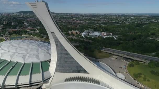 蒙特利尔奥林匹克体育场的空中景观 — 图库视频影像