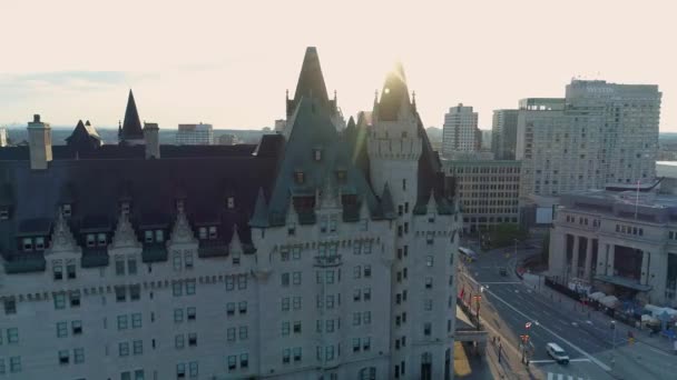 Widok Lotu Ptaka Chateau Laurier Inne Budynki — Wideo stockowe