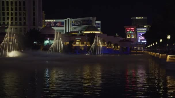 Bellagio Water Show Nocą Stany Zjednoczone Ameryki — Wideo stockowe