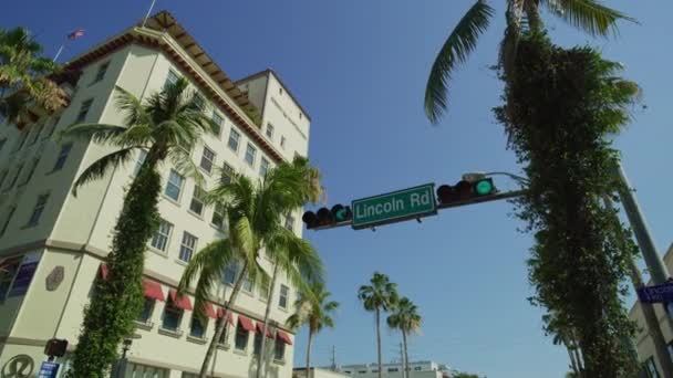 Lampu Lalu Lintas Lincoln Road Miami Beach Amerika Serikat — Stok Video