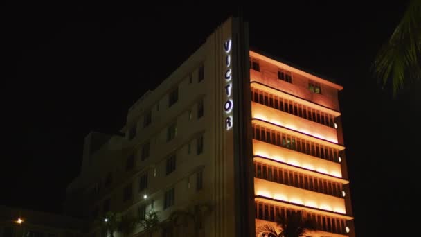 Hotel Victor Miami Beach Noite Estados Unidos América — Vídeo de Stock