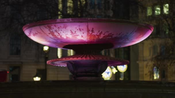 Fontana Trafalgar Square Notte Londra — Video Stock