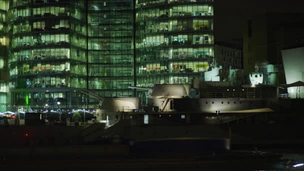 Современные Здания Районе Саутварк Лондон Ночью — стоковое видео