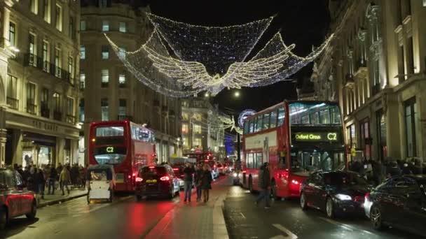 Regent Street Świąteczną Noc — Wideo stockowe