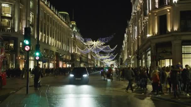 Regent Street Uma Noite Natal Conceito Viagem — Vídeo de Stock